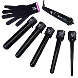 Herstyler 5 in 1 Curling Wand Set | Interchangeable Ceramic Curling Iron Set for Long Lasting Curls| Dual Voltage 5 in 1 Hair Curler Set with Two Temperature Settings | Sensational Charming Curls