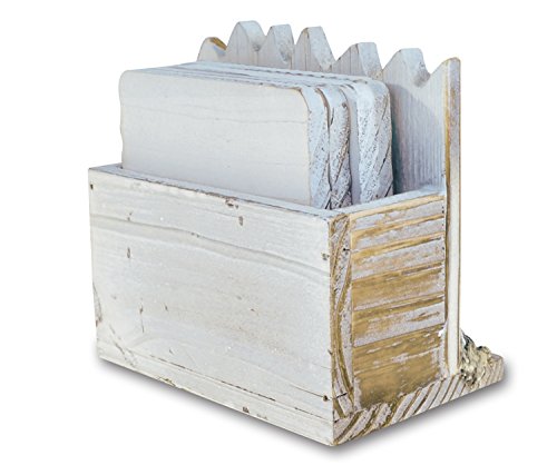 image for Puzzled Baja Beach Starfish Wooden 4 Piece Coasters With Holder Set - 