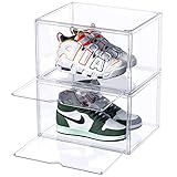 STAHMFOVER 2 Packs Stackable Plastic Sneaker Box