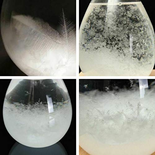 Samoii Deskstop Waterdrop Storm Glass, Quality Wooden Base,Weather Predictor, Various Festivals Gift,Centerpiece Dazzling Decorations for Home or Office (Clear#Samll)