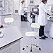 Artechworks Adjustable Rolling Swivel Massage Stool for Salon Spa Tattoo Facial Medical Office Chairs with Backrest Wheels and Metal Plate Frame White (1 Pcs)