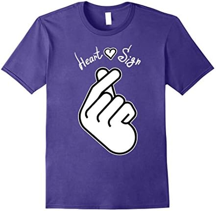 Men's Korean Finger Heart I Love You Saranghae T-Shirt XL Purple