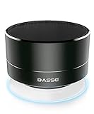 Basse Portable Bluetooth Speakers - Super Bass Mini Metal Wireless Speaker System For iPhone, Car, TV, Outdoors & More - Radio Function, USB and TF Card Port, Durable & Compact, Black