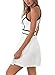 Drimmaks Womens Halter Hollow Out Club Party Fit and Flare Cocktail Skater Dress (L, DM003-White)