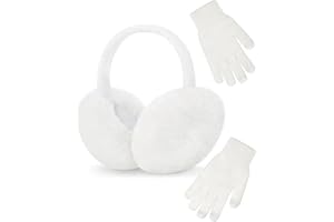 YSense Winter Earmuffs Ear Warmers for Women Fur Adjustable Foldable Ear Muffs Gloves White Earmuffs Gifts