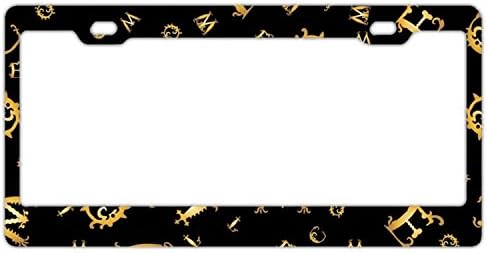 EXMENI Gold Alphabets License Plate Frame Theft-proof Frames Stainless Steel Board Frames