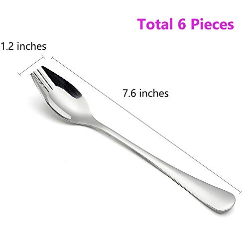 Spork 6Pack Long Handle and Heavy Duty 18/10 Stainless Steel Sporks