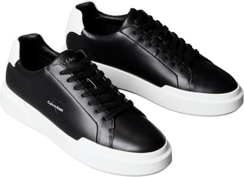 Uomo Sneakers con Suola Preformata Chunky Laceup in Pelle, Nero (Black/Bright White), 41