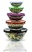 Stackable Glass Lunch Bowls/Multi Purpose Food Containers with Multi Color Lids - 5 Piece Set