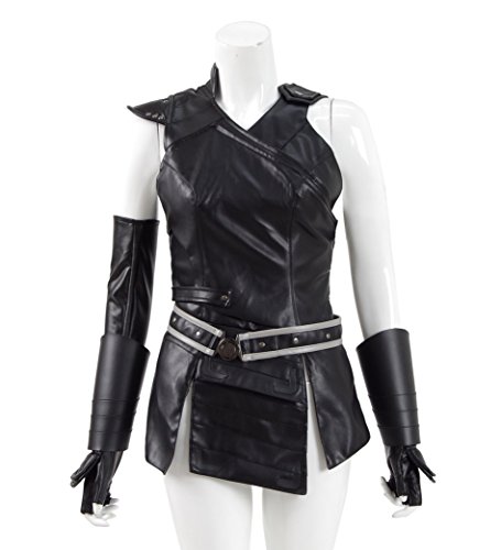 Valkyrie Costume Women Sexy Black PU Short Dress with Gloves