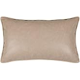 pillowerus Faux Leather Ivory 14"x24" Lumbar Pillow Case/Cushion Cover Modern Contemporary Design Decorative Throw Pillowcase