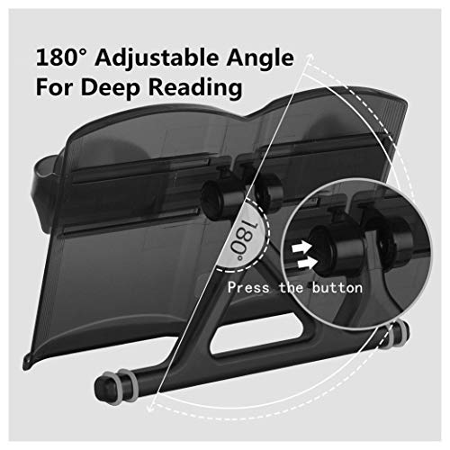 BTLIN Book Holder Stand Adjustable Textbook Stand Portable Cookbook Holder Reading Stand, 180 Angle Adjustable Music Books Tablet, Black