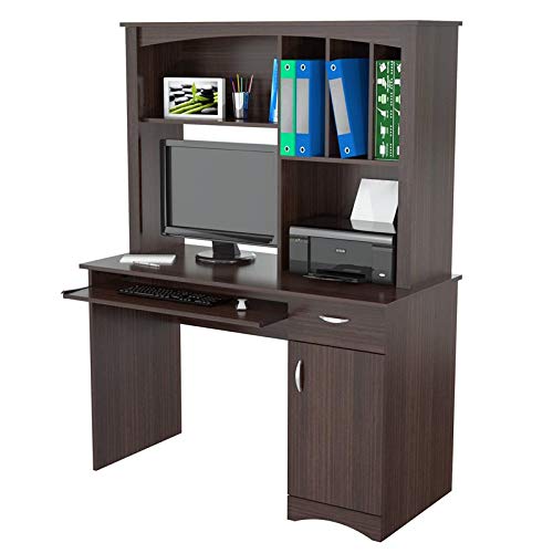 Inval CC-7001 Bandya Workstation with Hutch, Smoke Oak - Thumbnail 3