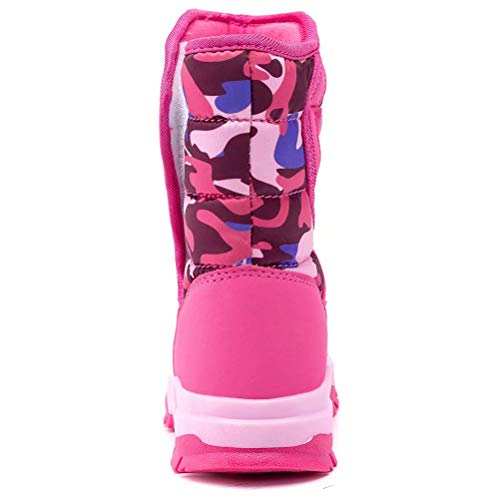 BODATU Boys Girls Snow Boots Outdoor Waterproof Winter Kids Shoes Toddler 7, Pink - Thumbnail 3