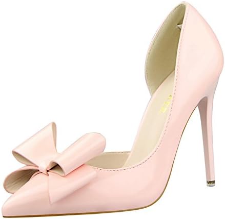 ifang SWEET Patent Leather Nightclub Show 9-12 CM Heel Hieght Sexy Bowtie Two Piece Thin High Heel Woman Shoes
