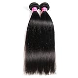 VRBest Virgin Brazilian Straight Human Hair Extensions 3 Bundles Unprocessed Brazilian Virgin Hair Weave Bundles Natural Black Color