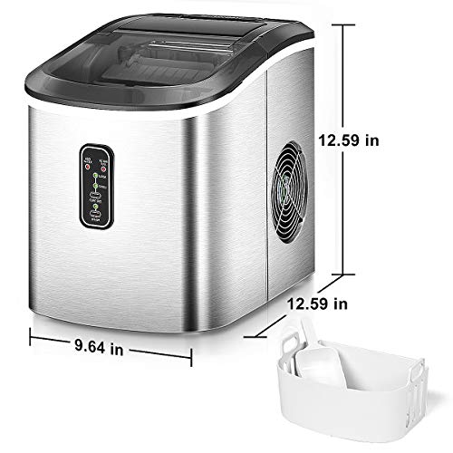 EUHOMY Ice Maker Countertop Machine 26 lbs in 24 Hours, 9 Cubes Ready