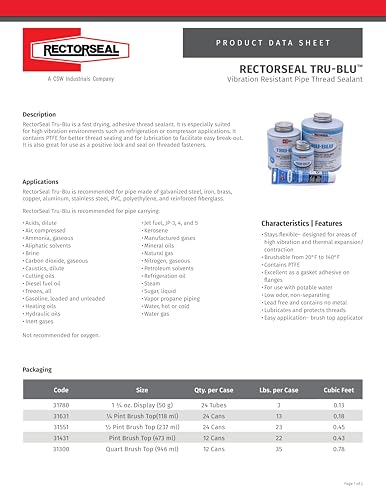 RectorSeal Tru-Blu 31631 Pipe Thread Sealant, Fast-Dry, PTFE Enriched, Plumbing, Designed for photo 6