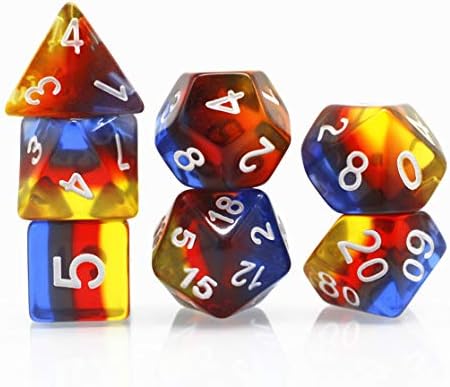 Polyhedral RPG Game Dice D&D Dice Set for Dungeons and Dragons DND MTG Pathfinder Role Playing Games 4 Colors Transparent Dice (Sunset Afterglow)