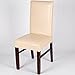 Deisy Dee Solid Color PU Leather Stretch Waterproof Chair Protector Covers for Dinging Living Room Chair C051 (Champagne)