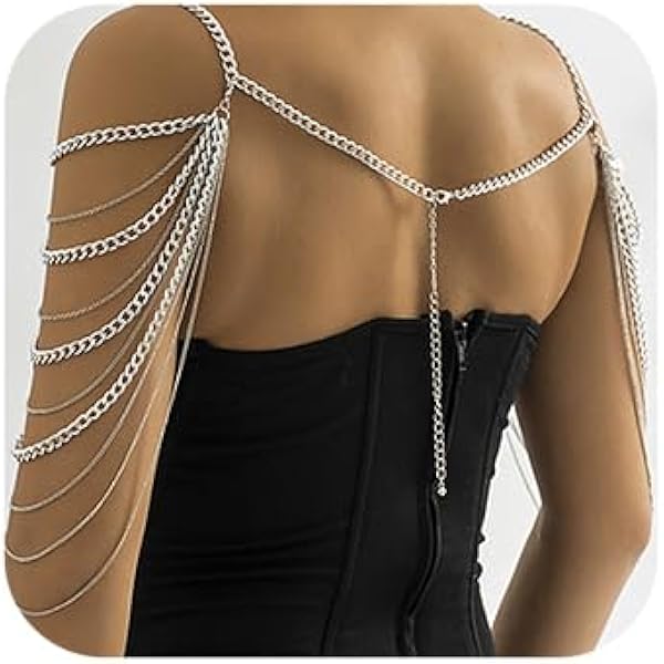 Backless Dresses For Women Layered Back Necklace Chain - Gold/Silver Body  Jewelry For Backless Dress, Bridal, Wedding Gold Silver Shoulder Chain  Jewelry