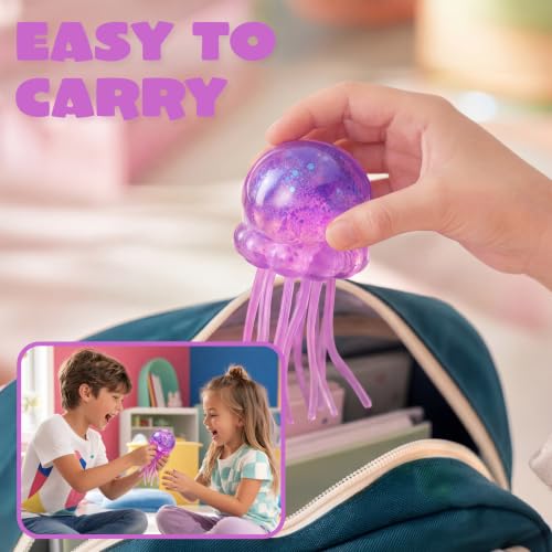 JOYIN 3PCS Jellyfish Stress Relief Toys, Jellyfish Glitter Squishy Toys, Slow Rising Toy for Kids Adults, Anxiety Relief Fidget Toy, Soft Squeeze Decompression Dough for Gifts, Party Favors