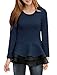 Allegra K Women Slim Fit Organza Panel Layered Hem Ribbed Peplum Blouse XL Blue