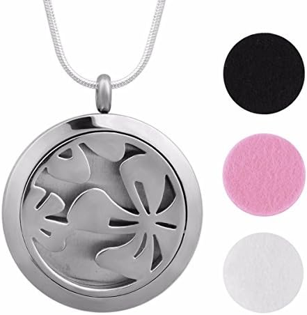 Eudora Lucky Clover Aromatherapy Essential Oil Perfume Diffuser Locket Pandent Necklace 24'' Chain Assorted