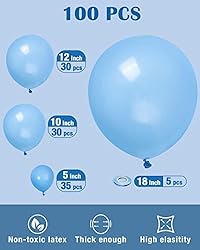 Styirl Baby Light Blue Balloons - 100 pcs