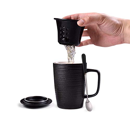Ceramic Tea Cup Tea-Mug(14 oz) with Infuser and Lid,with Filter Green Tree Tea Cup Steeper Maker, Br Ceramic Tea Cup Tea-Mug(14 oz) with Infuser and Lid,with Filter Green Tree Tea Cup Steeper Maker, Br