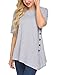 Sweetnight Women's Casual O-Neck Short Sleeve Solid Asymmetrical Pleated T-Shirt Blouse Top Plus Size (XXXL, Gray)
