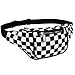 Fanny Pack, Waist Fanny Pack PU Leather Bum Bag for Women Men，Waterproof Waist Pack Retro Neon Fanny Bag for Festival, Rave (Black and White Checkerboard)