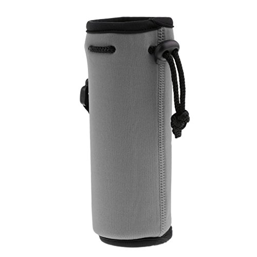 MagiDeal Neoprene Insulated Sport Water Bottle Cover Pouch Sleeve Bag Holder with Hook Clip - Gray, 6.4x17.5CM
