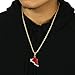 Mens 14k Gold Plated Hip Hop Retro 11 Gym Red Shoe Pendant 4mm 24