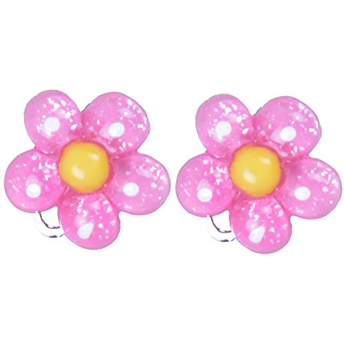 Larcenciel Kids Jewelry Flowers Necklace Bracelet Ring Earring Set Candy Colors Necklaces Children Play Pretend Dress Up (Rose) - Thumbnail 4