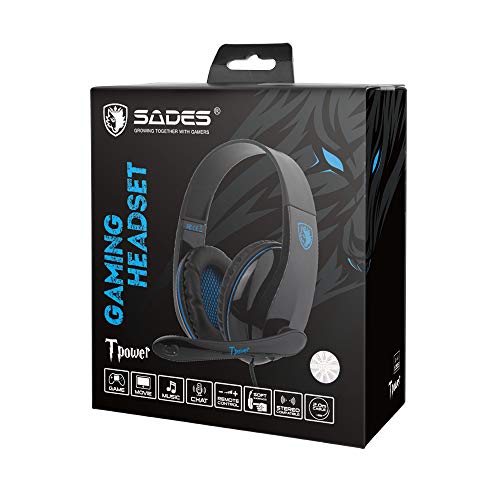 SADES PC Gaming Headset TPOWER Stereo Headphones with Noise Isolating Microphone, Entry-Leve Over-Ear Earphones with 3.5mm Nickel-Plated Jack and Adjustable Headband for Computer Windows Gamers