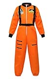 frawirshau Astronaut Costume for Kids Theme Party Role Play Space Suit Dress up Pretend Halloween Costume Orange XL