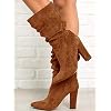 Womens-Winter-Slouchy-High-Heel-Boots-Mid-Calf-Suede-Slip-on-Chunky-Block-Pointed-Toe-Boots