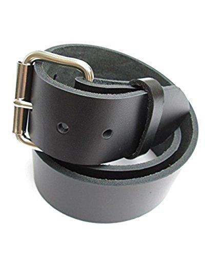 Mens Heavy Black Leather Belt 1 3/4