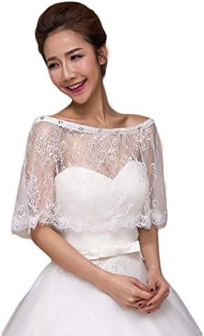 OYILAN 2017 Women's Off Shoulder Bridal Shrug Lace Beaded Wedding Bolero Jackets PJ1011