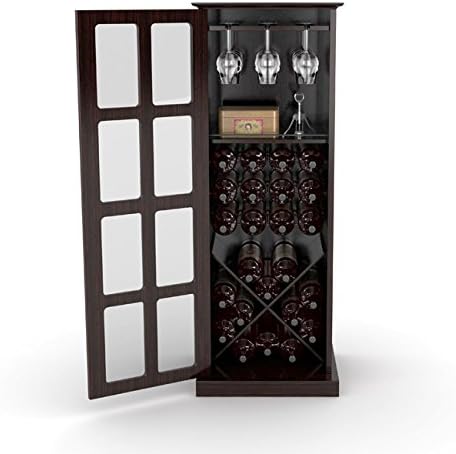 DarLiving Espresso Windowpane 24-bottle Wine Cabinet