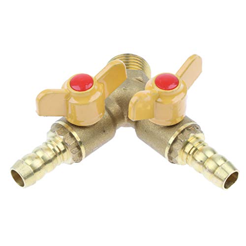 MagiDeal 2 Ways Natural Gas LPG Hose Connector Splitter Gas Pipeline Adapter Y Connector Brass