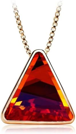 Women's Necklace Pyramid with Padparadscha Crystal 18 Carat with Swarovski Elements Red Gold/Red