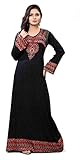 Women's Printed Black Multi Maxi Dress Kaftan Long Sleeve TFMKF12133 Large (42)