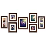 Gallery Perfect 7 Piece Walnut Wood Photo Frame Wall Gallery Kit, Black