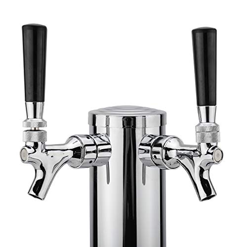 HighFree Polished Stainless Steel Tower Double Faucet Tap Tower Draft Beer Tower Double Faucet Dispenser 3 inch Diameter Draft Beer Tower