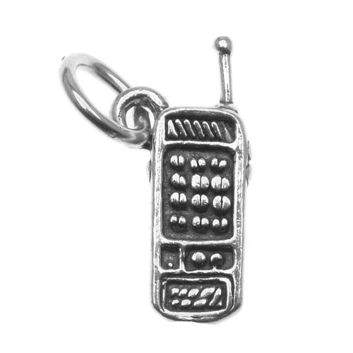 Sterling Silver .925 Charm Detailed Cell Phone 13mm