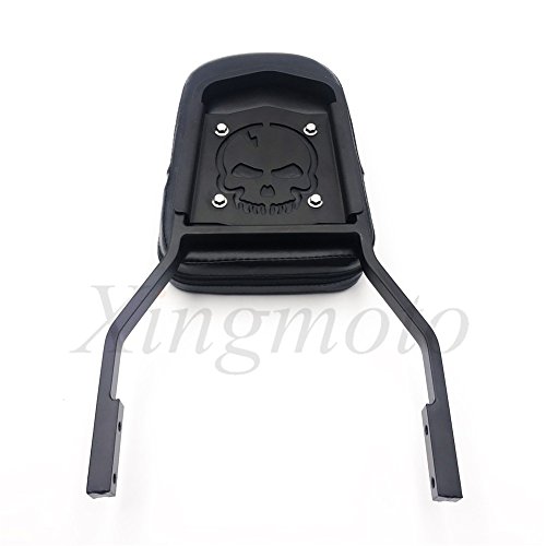 NBX- Matte Black Detachable Backrest Sissy Bar Skull For Harley 05-later FLST FLSTSC