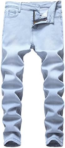 Boy’s Ripped Skinny Jeans Destroyed Stretch Slim Distressed Pants (10, Light Blue)