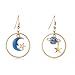 SUNSCSC Enamel Moon Star Earth Planet Drop Hook Earrings Long Pendant Dangle Jewelry for Woman